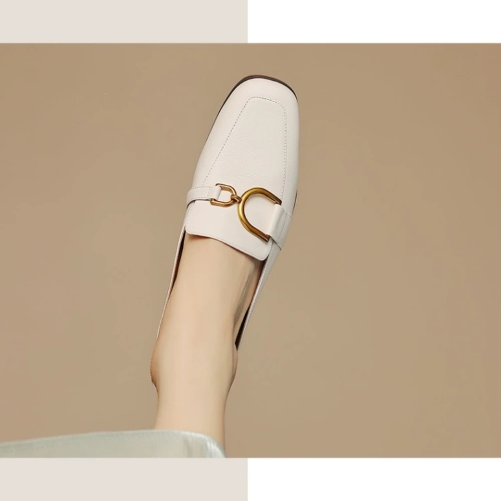 Leather white mules